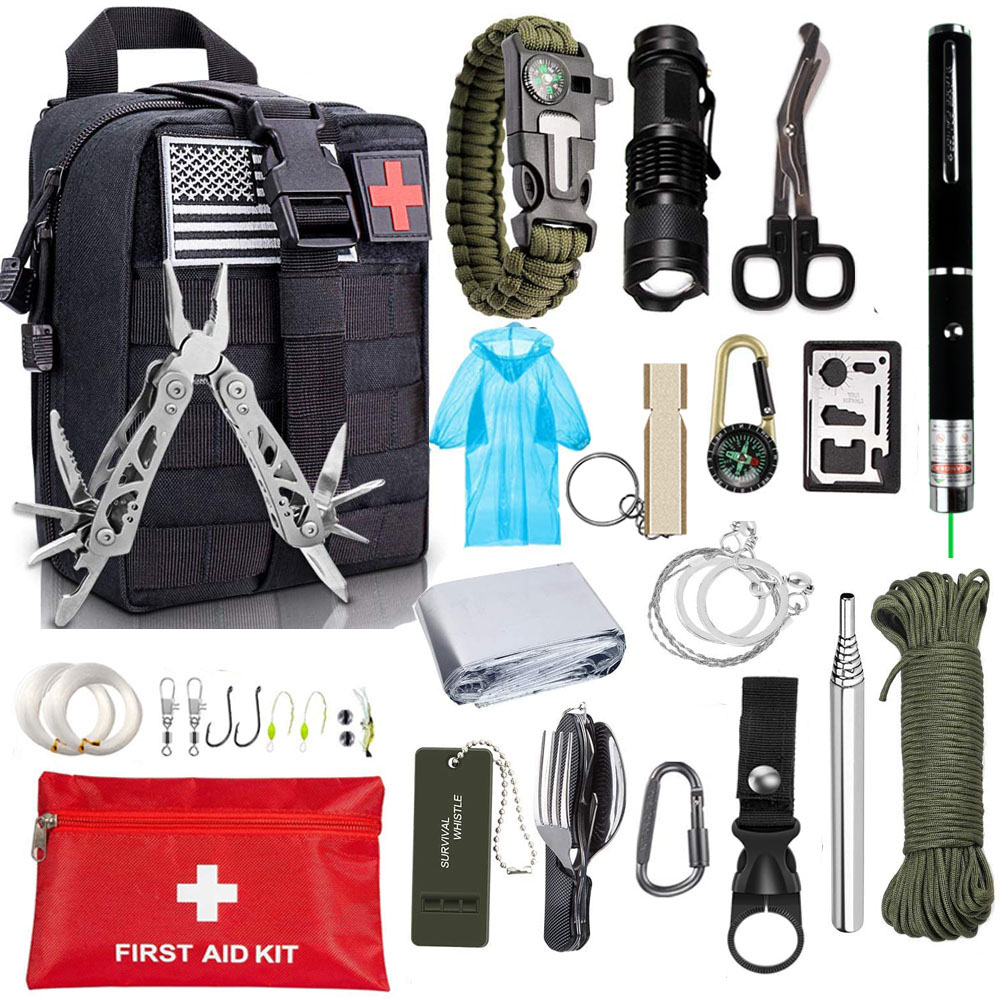 Multiple Outdoor Adventures Survival Kit Outdoor Emergency Survival Gear Kit with Knife Tactical tool for Camping 8 - Self Defence Weapon