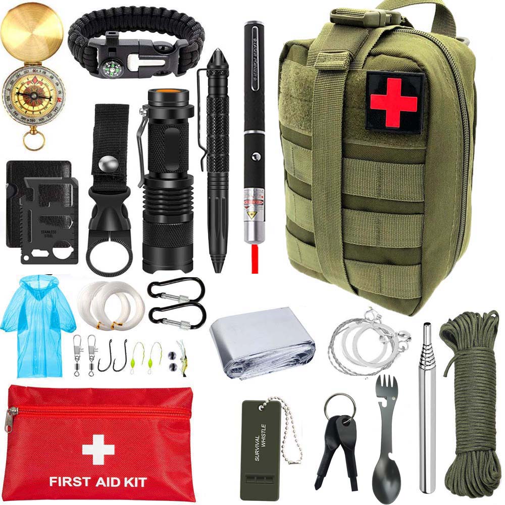 Outdoor Survival Kit Portable First aid Tourism Equipment Camping Tools Emergency Hiking Kit Whistle Rescue Tactical 8 - Self Defence Weapon