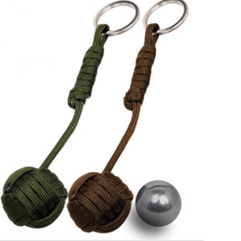 2020 New Security Protection Black Monkey Fist Steel Ball Bearing Self Defense Lanyard Survival Key Chain 7 - Self Defence Weapon