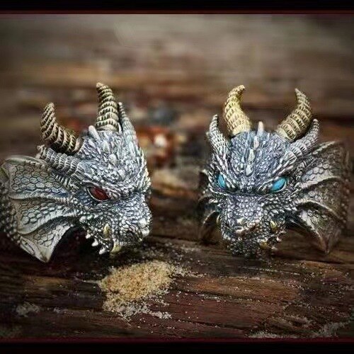 Chinese Retro Silver Copper Abyss Dragon Domineering Ring EDC Tools Personality Trend Adjustable Ring Outdoor Self 2 - Self Defence Weapon