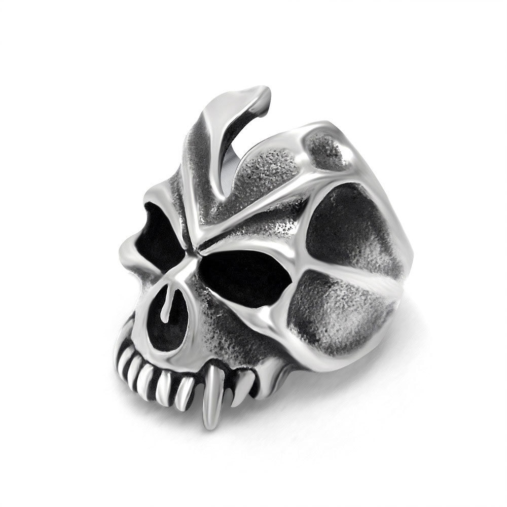 NEW Fangs Skull Titanium Steel Ring EDC Portable Rings Punk Accessories Gift For Men Outdoor Self 7 - Self Defence Weapon